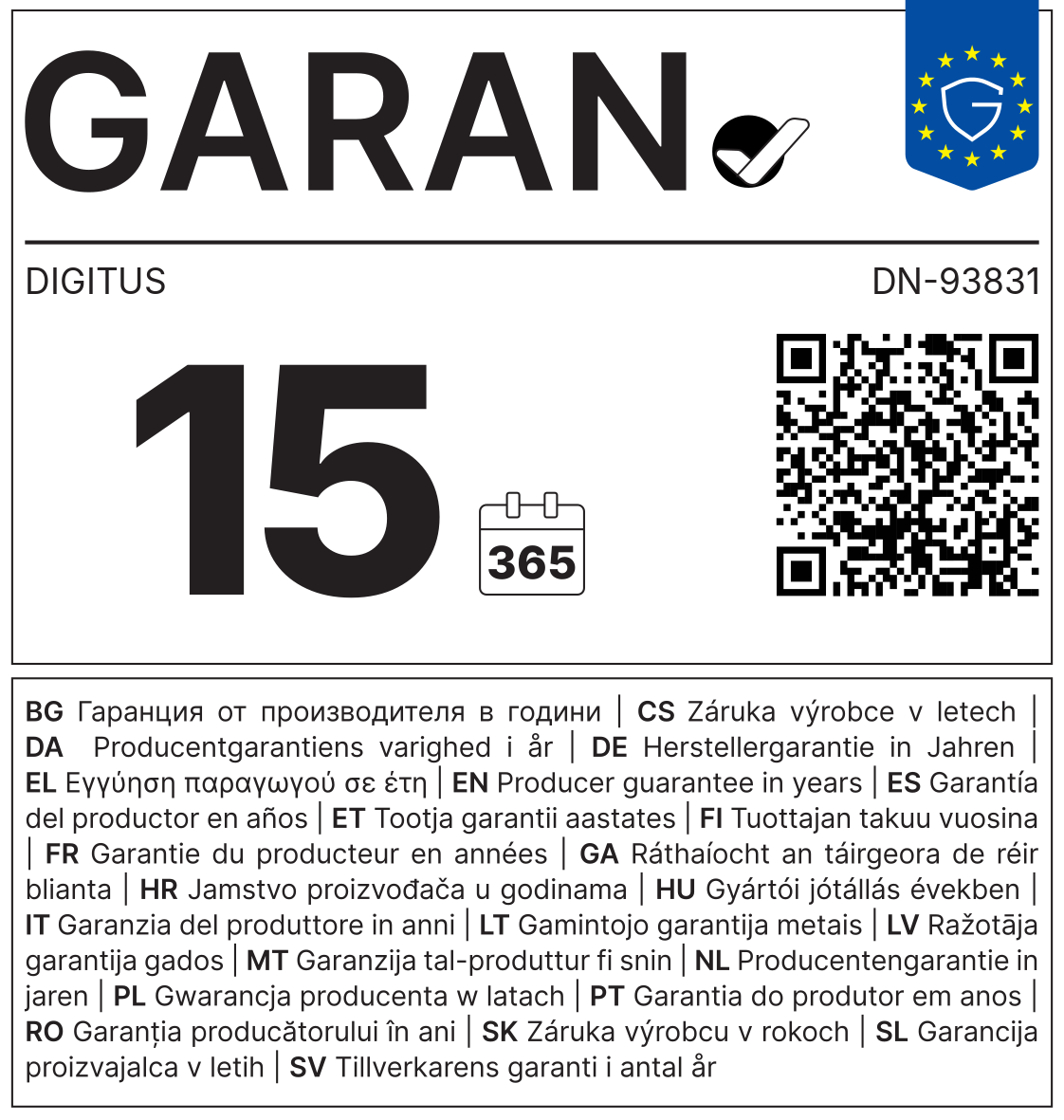 GARAN-Label: Herstellergarantie DIGITUS DN-93831