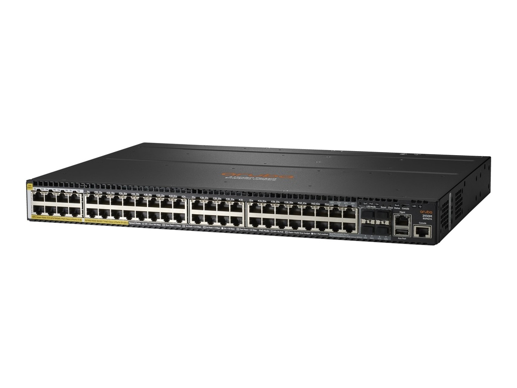 HPE Aruba 2930M 40G 8 HPE Smart Rate PoE Class 6 1-slot Switch - Switch - L3 - managed - 36 x 10/100/1000 + 4 x Kombi-Gigabit-SFP + 8 x 1/2.5/5/10GBase-T (PoE Class 6)