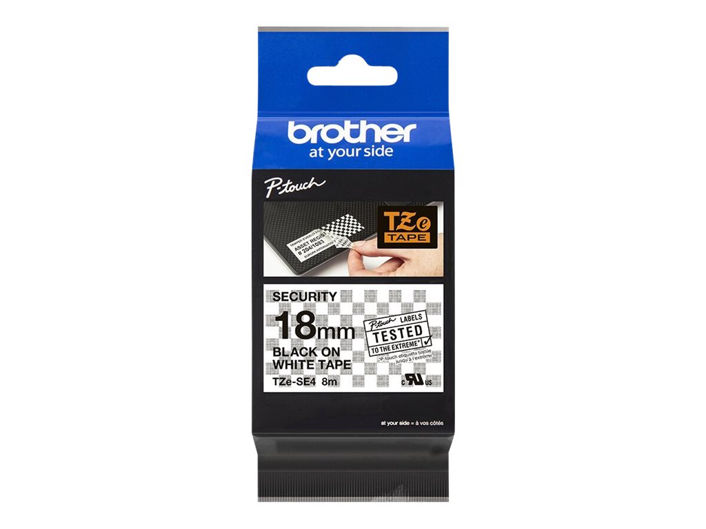 Brother Tape Black on White 18mm TZe-SE4 TZ 8 m 1 pc s - Original - Schriftband