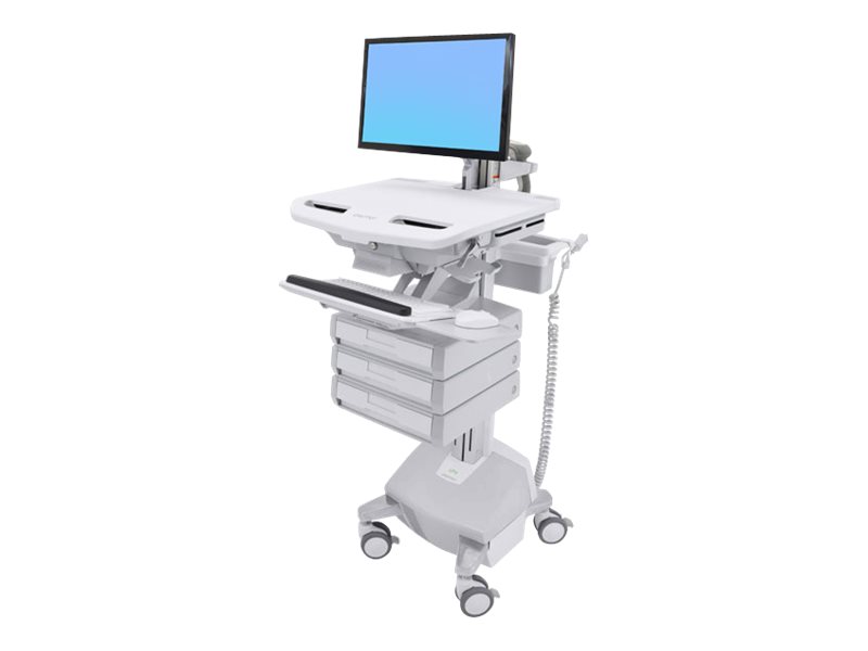 Ergotron Cart with LCD Arm, LiFe Powered, 3 Drawers - Wagen - offene Architektur - für LCD-Display / PC-Ausrüstung - verriegelbar - Aluminium, verzinker Stahl, hochwertiger Kunststoff - Bildschirmgröße: bis zu 61 cm (bis zu 24 Zoll)
