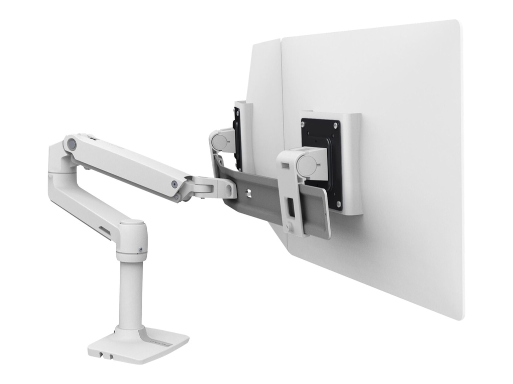 Ergotron LX - Befestigungskit (Gelenkarm, Verlängerung, Basis, 2-teilige Tischklemme, Arm für zwei Bildschirme, 2 Drehgelenke, 8" Stange) - für 2 LCD-Displays - Dual Direct - weiß - Bildschirmgröße: bis zu 63,5 cm (bis zu 25 Zoll)