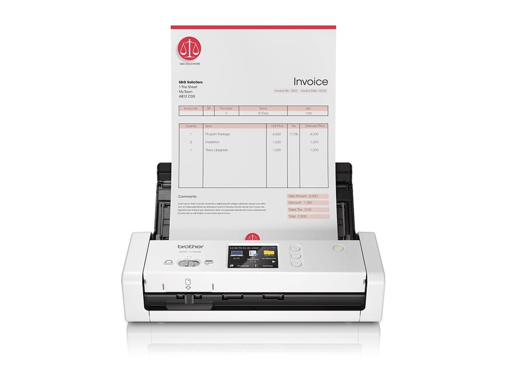 Brother ADS-1700W - Dokumentenscanner - Dual-CIS - Duplex - A4 - 600 dpi x 600 dpi - bis zu 25 Seiten/Min. (einfarbig)