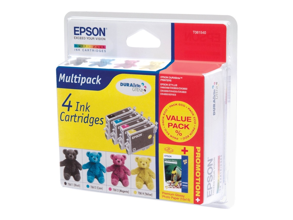 Epson Multipack T0615 - Druckerpatrone - 1 x pigmentiertes Schwarz, pigmentiertes Magenta, pigmentiertes Gelb, pigmentiertes Zyan