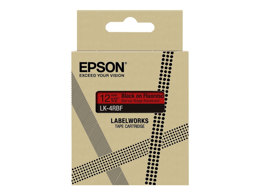 Epson LabelWorks LK-4RBF - Schwarz auf fluoreszierendem Rot - Rolle (1,2 cm x 5 m)