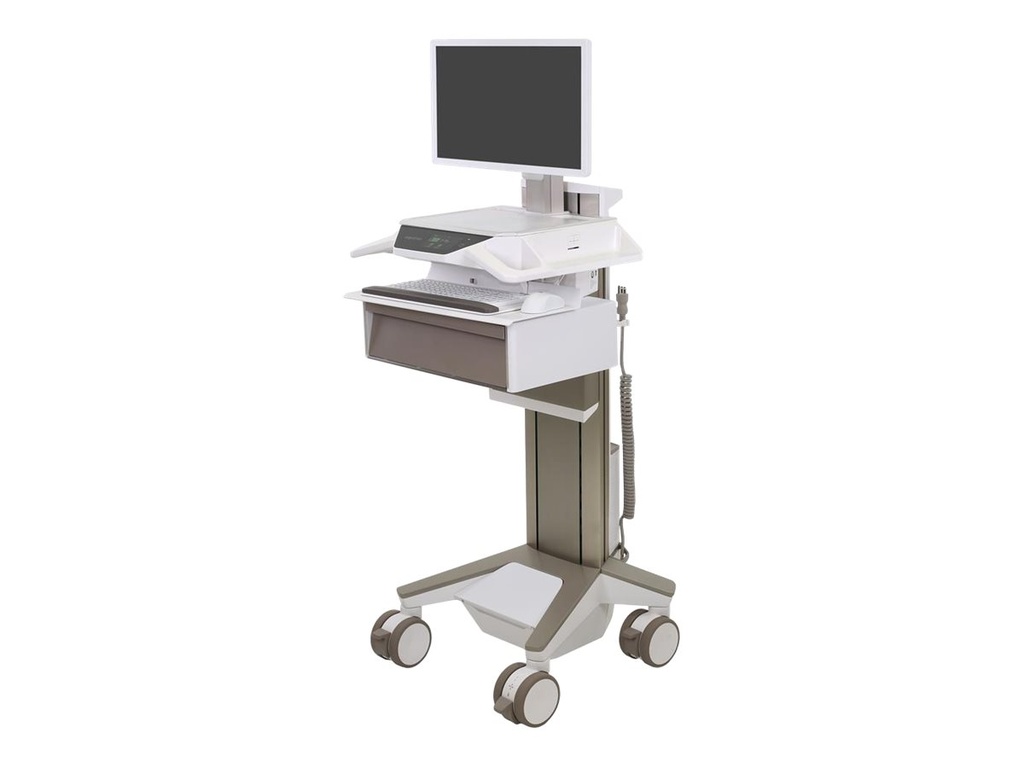 Ergotron CareFit Pro - Wagen - Electric Lift - für LCD-Display / PC-Ausrüstung - medizinisch - weiß, Warm Gray - Bildschirmgröße: bis zu 68,6 cm (bis zu 27 Zoll)
