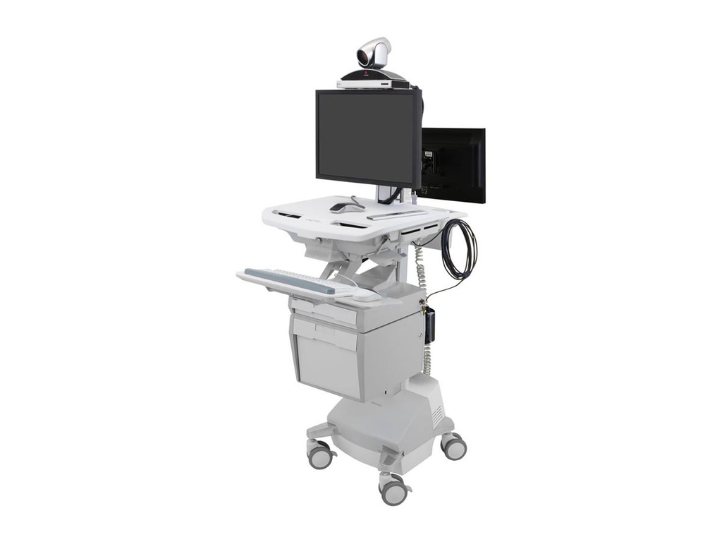 Ergotron Wagen (nur Laden) - offene Architektur - für LCD-Display / PC-Ausrüstung - verriegelbar - medizinisch - Kunststoff, Aluminium, verzinker Stahl - Grau, weiß, Polished Aluminum - Bildschirmgröße: bis zu 61 cm (bis zu 24 Zoll)