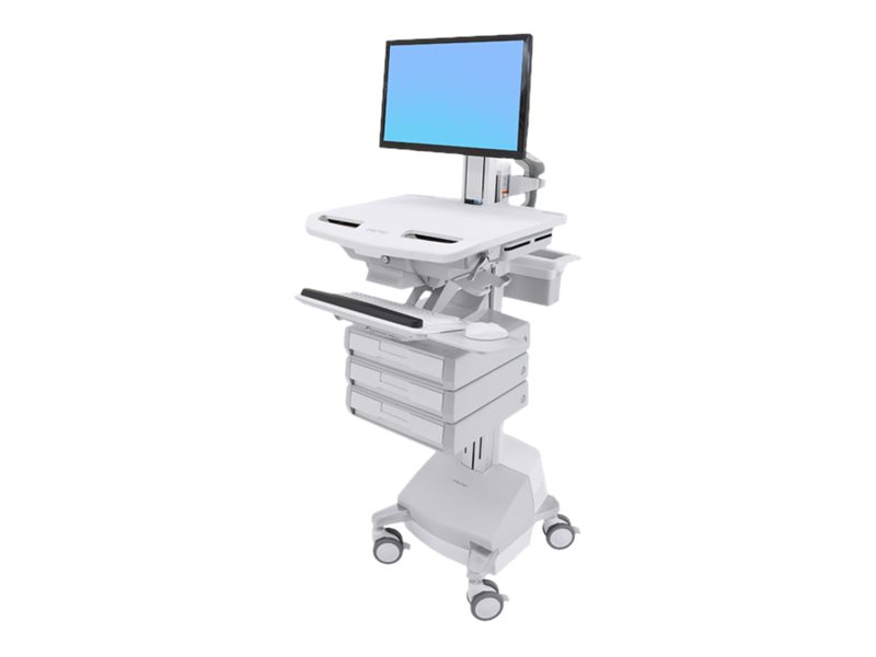 Ergotron Cart with LCD Pivot, SLA Powered, 3 Drawers - Wagen - offene Architektur - für LCD-Display / PC-Ausrüstung - verriegelbar - medizinisch - Aluminium, verzinker Stahl, hochwertiger Kunststoff - Bildschirmgröße: bis zu 61 cm (bis zu 24 Zoll)