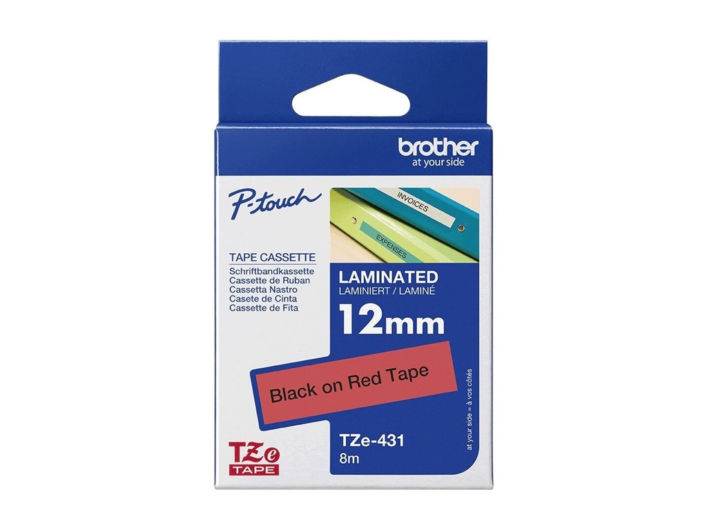 Brother TZe-431 - Schwarz auf rot - Rolle (1,2 cm x 8 m)