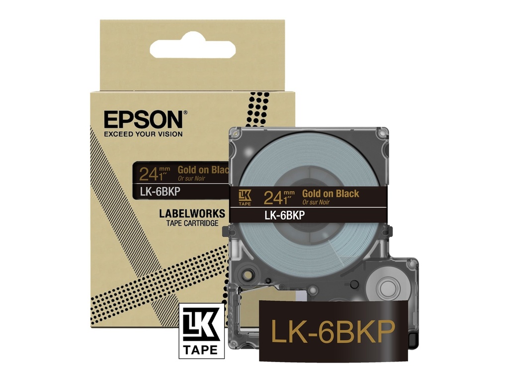 Epson LabelWorks LK-6BKP - Metallic - gold auf schwarz - Rolle (2,4 cm x 9 m)