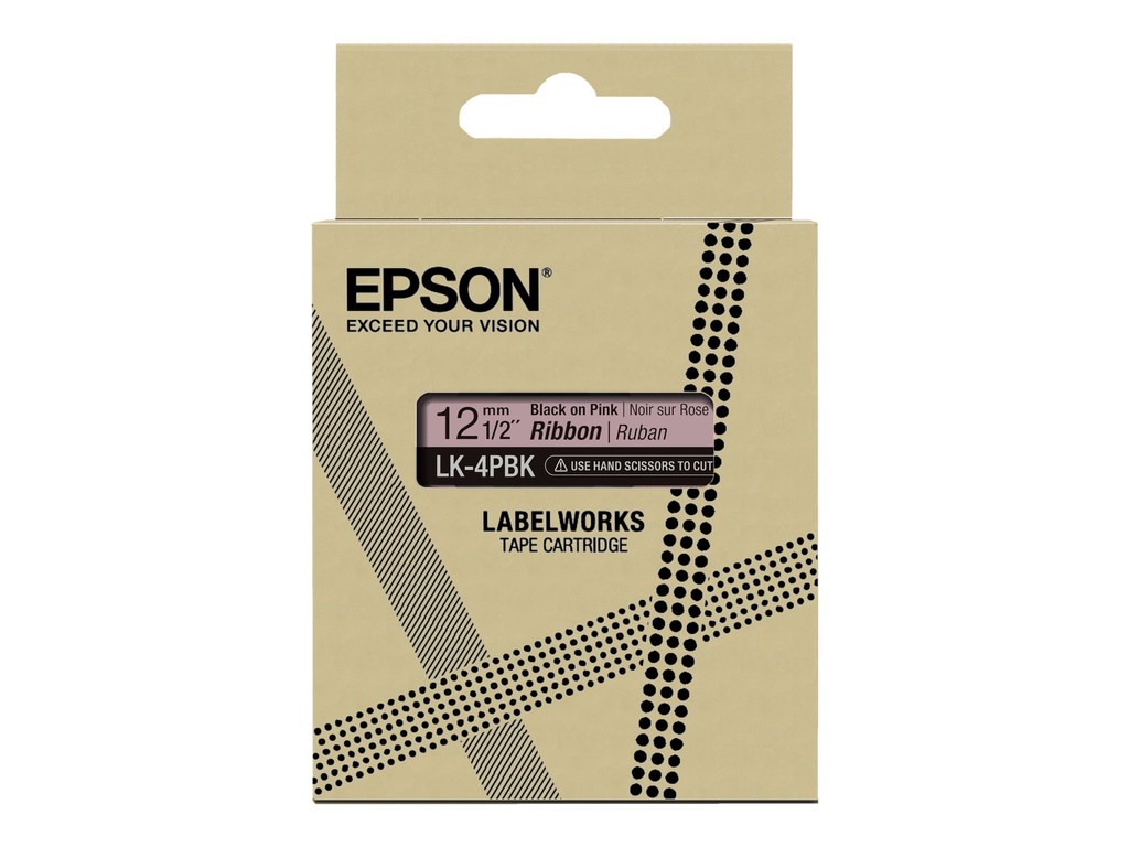 Epson LabelWorks LK-4PBK - Seidig - Schwarz auf Pink - Rolle (1,2 cm x 5 m)