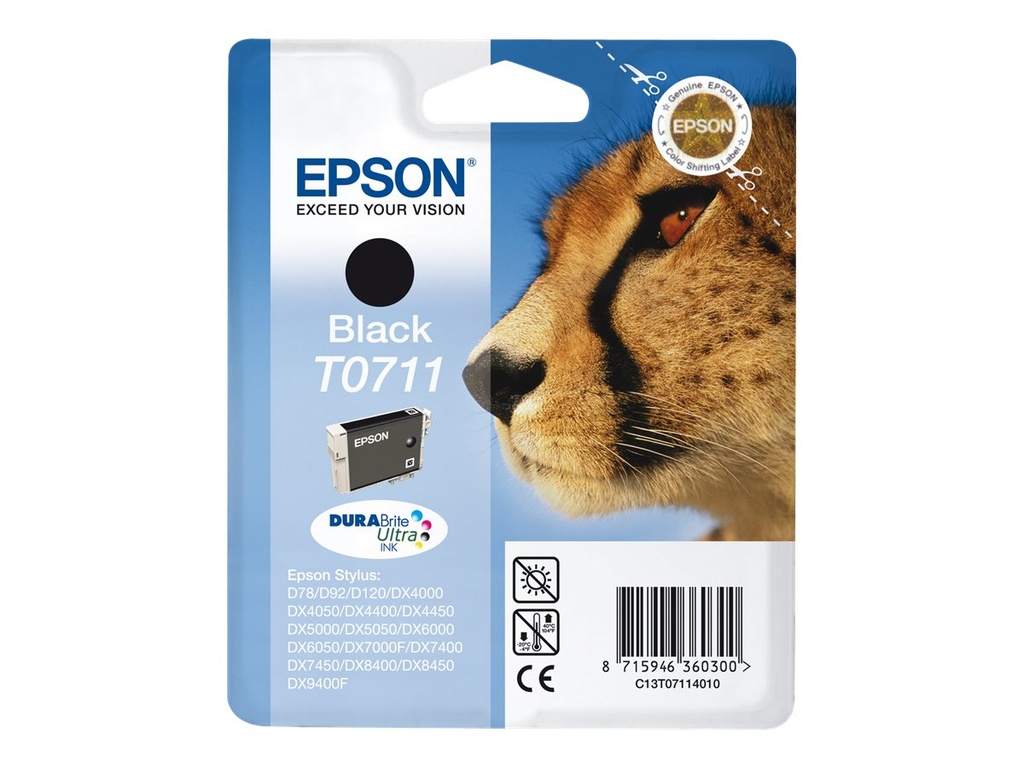 Epson T0711 - 7 ml - Schwarz - original - Tintenpatrone