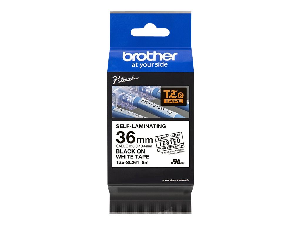 Brother TZe-SL261 - Selbstklebend - Schwarz auf Weiß - Rolle (3,6 cm x 8 m)