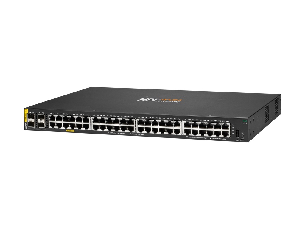 HPE 6100 48G Class4 PoE 4SFP+ 370W Switch - Switch - 0,1 Gbps