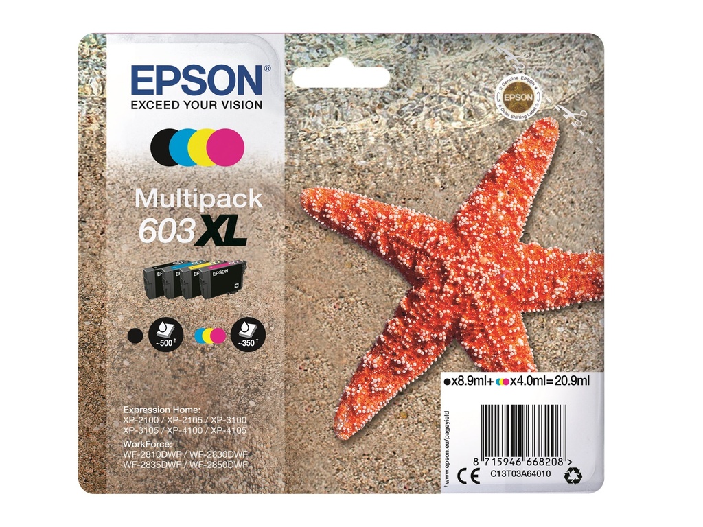 Epson 603XL Multipack - 4er-Pack - XL - Schwarz, Gelb, Cyan, Magenta