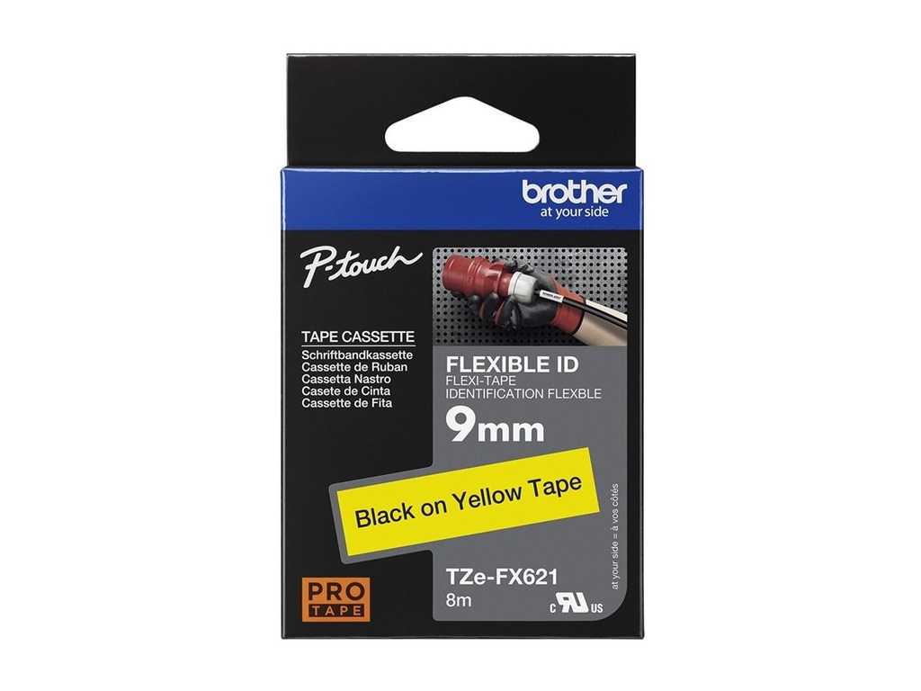 Brother TZe-FX621 - Schwarz auf Gelb - Rolle (0,9 cm x 8 m)