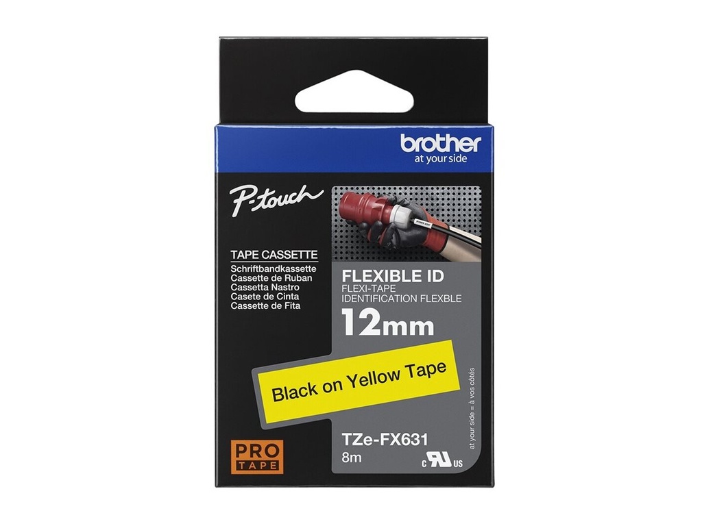 Brother TZe-FX631 - Schwarz auf Gelb - Rolle (1,2 cm x 8 m)