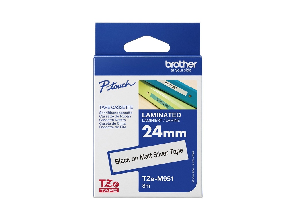 Brother TZe-M951 - Schwarz auf Silber (matt) - Rolle (2,4 cm x 8 m)