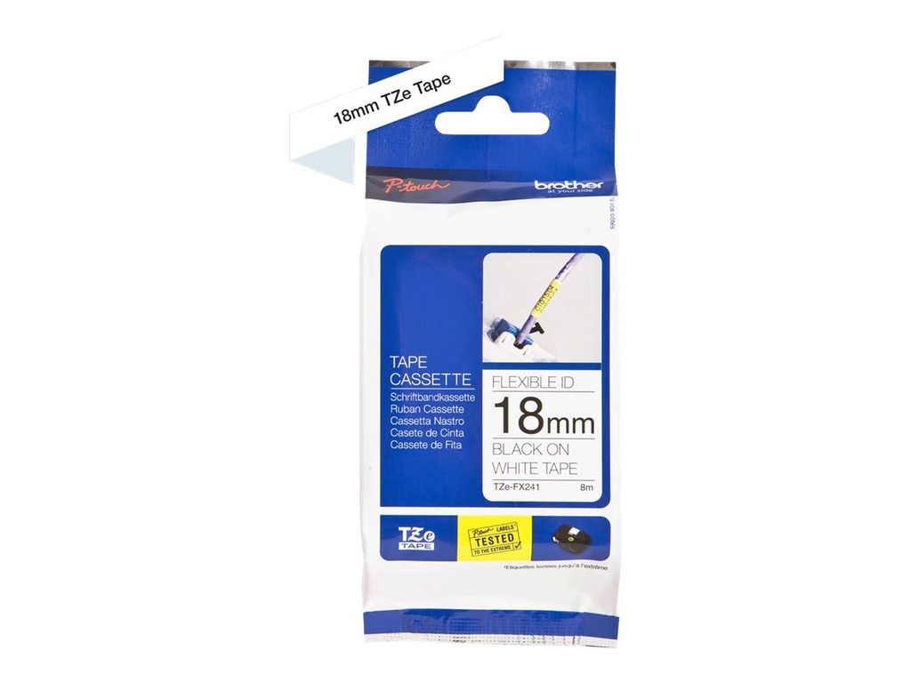 Brother TZe-FX241 - Klebstoff - Schwarz auf Weiß - Rolle (1,8 cm x 8 m)