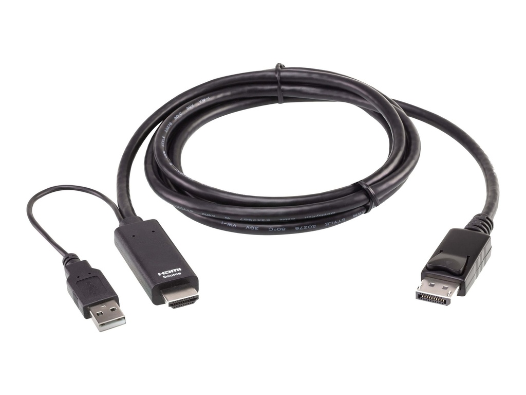 ATEN Adapterkabel - DisplayPort männlich zu USB, HDMI männlich - 1.8 m - Schwarz - unterstützt 4K 60 Hz (4096 x 2160)
