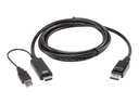 ATEN Adapterkabel - DisplayPort männlich zu USB, HDMI männlich - 1.8 m - Schwarz - unterstützt 4K 60 Hz (4096 x 2160)