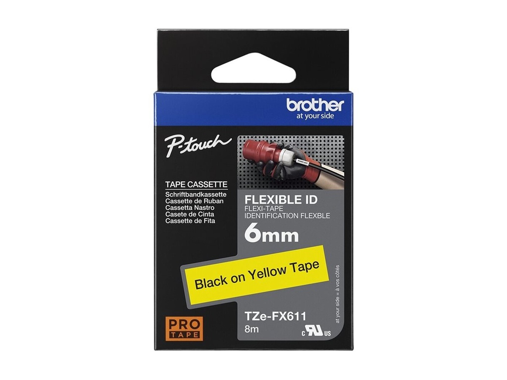 Brother TZe-FX611 - Schwarz auf Gelb - Rolle (0,6 cm x 8 m)