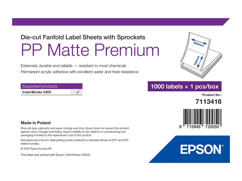 Epson Premium - Polypropylen (PP) - matt - permanenter