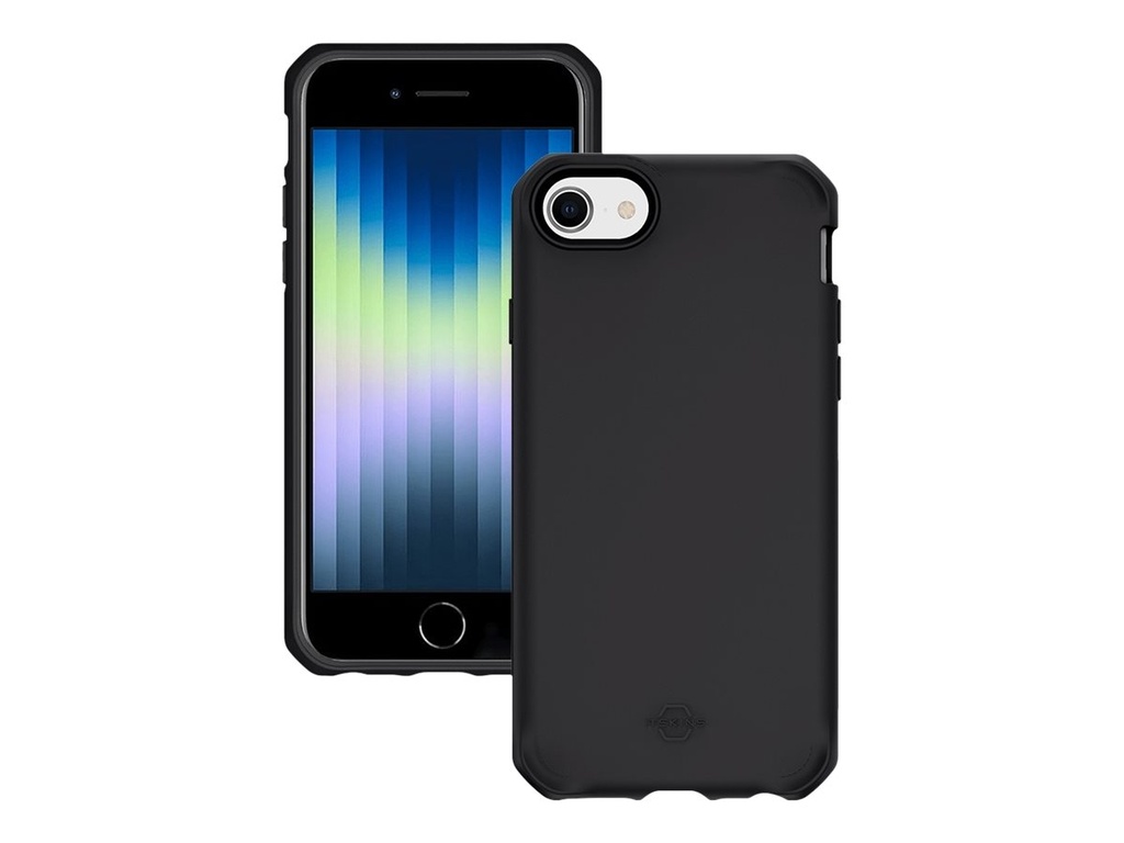 Mobilis SPECTRUM - Hintere Abdeckung für Mobiltelefon - widerstandsfähig - recycelt, antimikrobiell - Impacthane - Schwarz - für Apple iPhone 7, 8, SE (2. Generation)