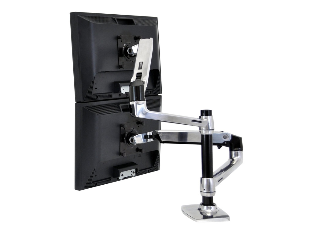 Ergotron LX - Befestigungskit (Spannbefestigung für Tisch, Tischplattenbohrung, Stange, 2 Gelenkarme, 2 Erweiterungsklammern, Notebook-Ablage) - für 2 LCD-Displays oder LCD-Display und Notebook - Polished Aluminum - Bildschirmgröße: bis zu 61 cm (bis zu 24 Zoll)
