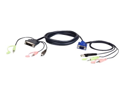 ATEN 2L-7DX2U - Tastatur- / Video- / Maus- / Audio-Kabel - USB, HD-15 (VGA)