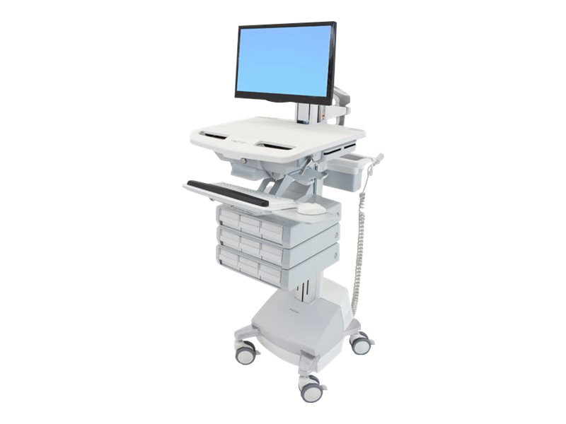 Ergotron Wagen - offene Architektur - für LCD-Display / PC-Ausrüstung - medizinisch - Kunststoff, Aluminium, verzinker Stahl - Grau, weiß, Polished Aluminum - Bildschirmgröße: bis zu 61 cm (bis zu 24 Zoll)