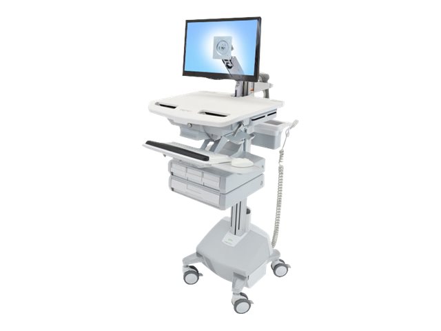 Ergotron Wagen - offene Architektur - für LCD-Display / PC-Ausrüstung - medizinisch - Aluminium, verzinker Stahl, hochwertiger Kunststoff - Grau, weiß, Polished Aluminum - Bildschirmgröße: bis zu 61 cm (bis zu 24 Zoll)