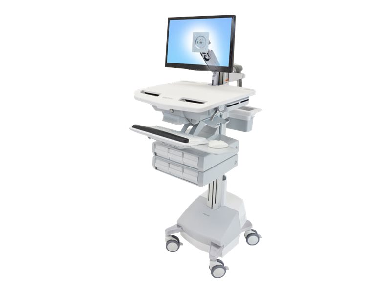 Ergotron Wagen - offene Architektur - für LCD-Display / PC-Ausrüstung - medizinisch - Aluminium, verzinker Stahl, hochwertiger Kunststoff - Grau, weiß, Polished Aluminum - Bildschirmgröße: bis zu 61 cm (bis zu 24 Zoll)