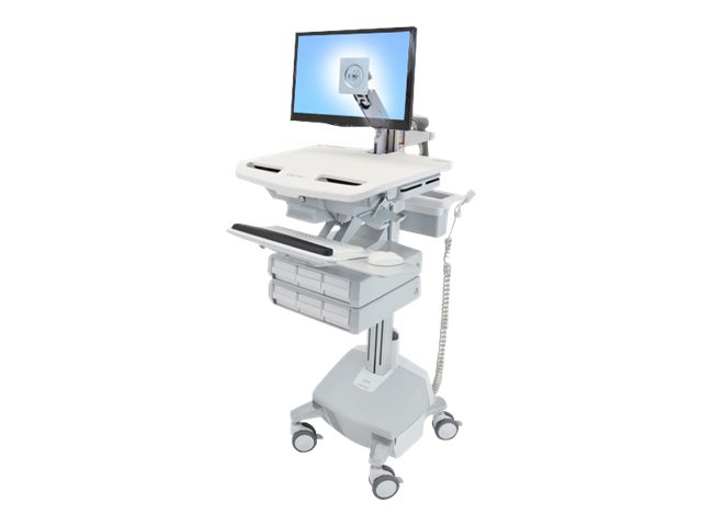 Ergotron Wagen - offene Architektur - für LCD-Display / PC-Ausrüstung - medizinisch - Aluminium, verzinker Stahl, hochwertiger Kunststoff - Grau, weiß, Polished Aluminum - Bildschirmgröße: bis zu 61 cm (bis zu 24 Zoll)