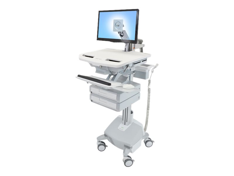 Ergotron Wagen - offene Architektur - für LCD-Display / PC-Ausrüstung - medizinisch - Aluminium, verzinker Stahl, hochwertiger Kunststoff - Grau, weiß, Polished Aluminum - Bildschirmgröße: bis zu 61 cm (bis zu 24 Zoll)