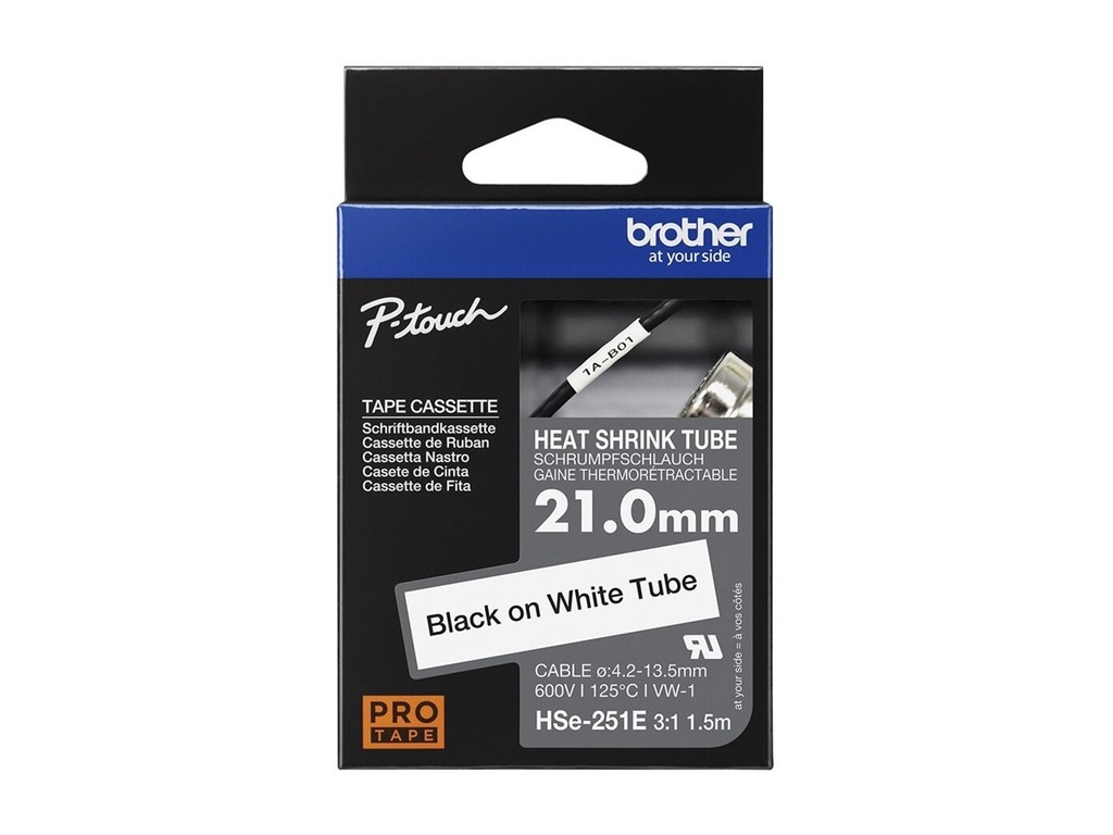 Brother HSe-251E - Schwarz auf Weiß - Rolle (2,1 cm x 1,5 m)