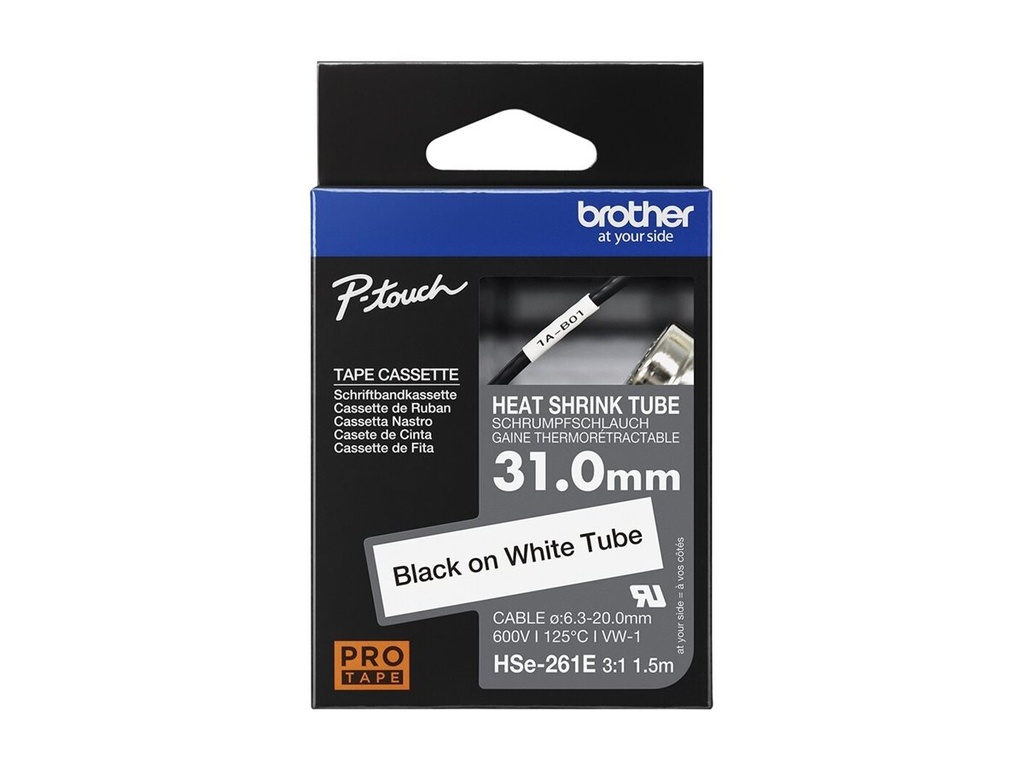 Brother HSe-261E - Schwarz auf Weiß - Rolle (3,1 cm x 1,5 m)