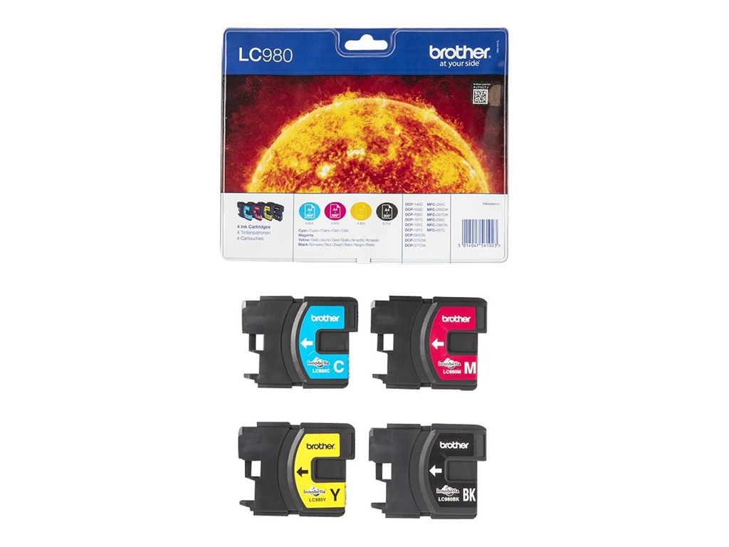 Brother LC980VALBPDR - 4er-Pack - Schwarz, Gelb