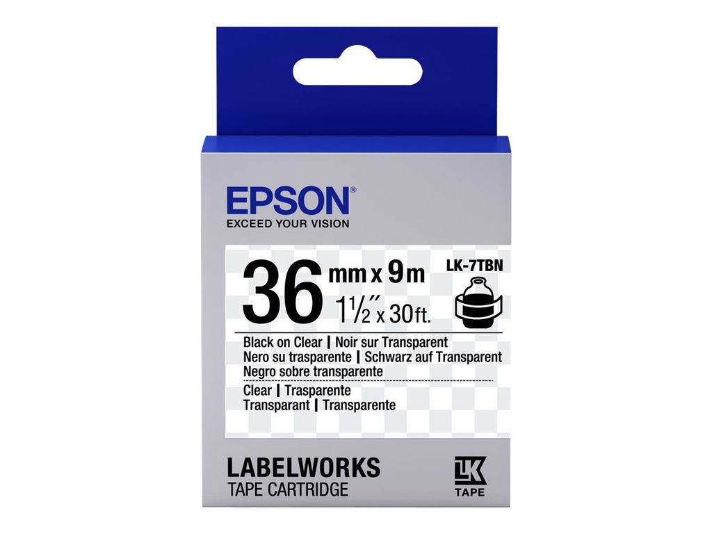Epson LabelWorks LK-7TBN - Schwarz auf Transparent - Rolle (3,6 cm x 9 m)