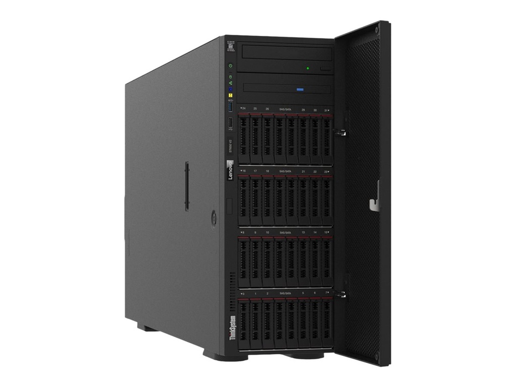 Lenovo ThinkSystem ST650 V2 7Z74 - Server - Tower - 4U - zweiweg - 1 x Xeon Silver 4309Y / 2.8 GHz - RAM 32 GB - SAS - Hot-Swap 6.4 cm (2.5")