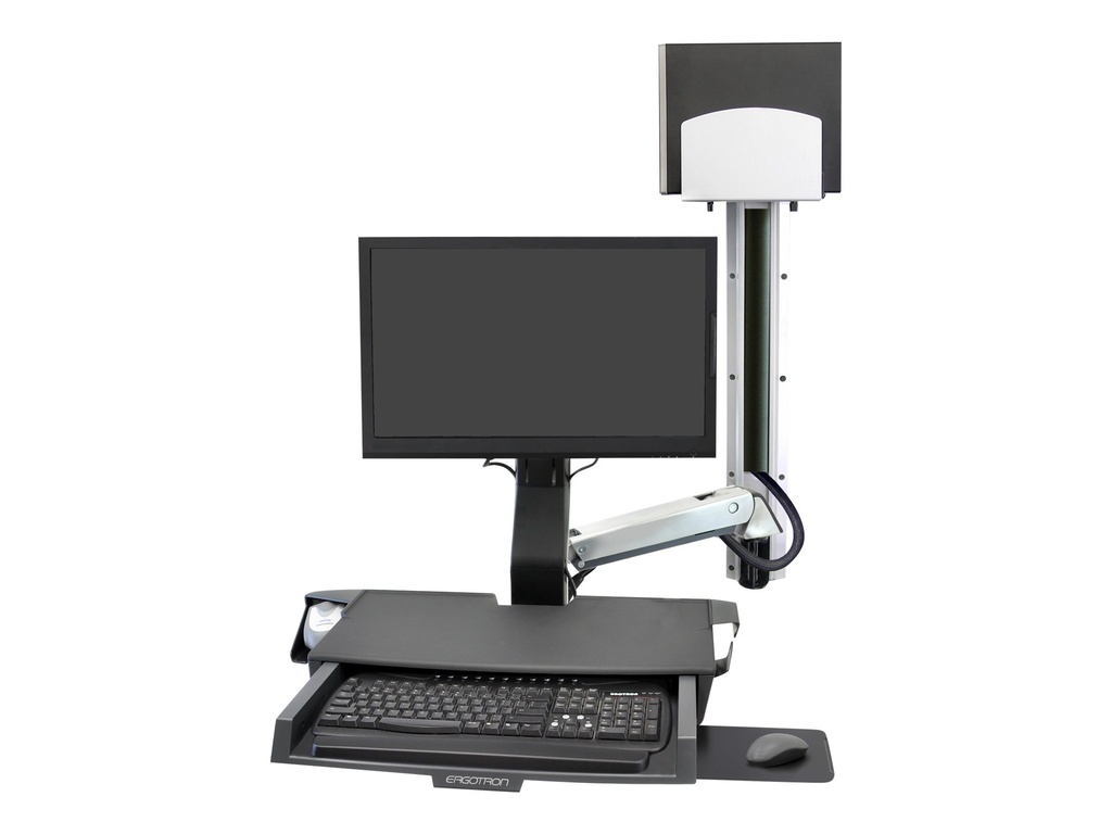 Ergotron Befestigungskit (CPU-Halter, 2 Schienenabdeckungen, 2 Kabelkanäle, Wandschienenhalterung, Maus-Shelf, Handgelenkkissen, VESA-Adapter, Tastatur-Tablett, einstellbarer Monitorarm, Wandschiene 34", Ablage für Barcode-Scanner und Maus) - für LCD-Display / PC-Ausrüstung - Aluminium, hochwertiger Kunststoff - Polished Aluminum - Bildschirmgröße: bis zu 61 cm (bis zu 24 Zoll)