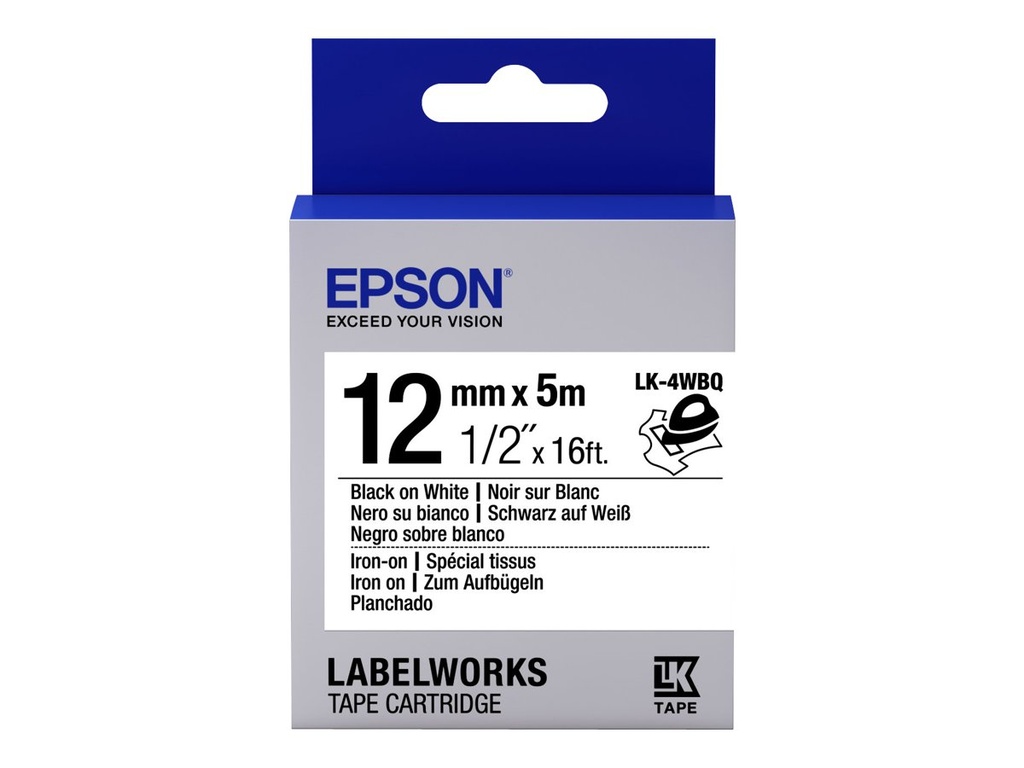 [C53S654024] Epson LabelWorks LK-4WBQ - Schwarz auf Weiß - Rolle (1,2 cm x 5 m)