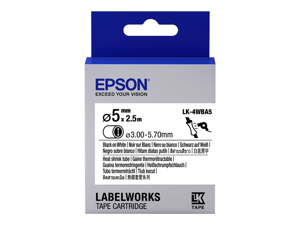 Epson LabelWorks LK-4WBA5 - Schwarz auf Weiß - Rolle (0,5 cm x 2,5 m)