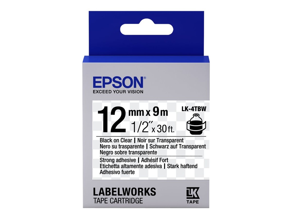 Epson LabelWorks LK-4TBW - Schwarz auf durchsichtig - Rolle (1,2 cm x 9 m)
