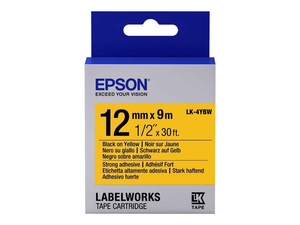 Epson LabelWorks LK-4YBW - Schwarz auf Gelb - Rolle (1,2 cm x 9 m)