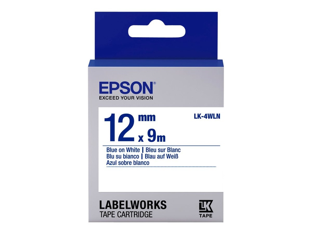 Epson LabelWorks LK-4WLN - Blau auf weiß - Rolle (1,2 cm x 9 m)