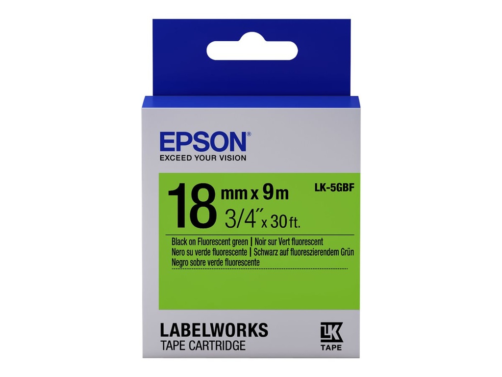 Epson LabelWorks LK-5GBF - Schwarz auf Grün - Rolle (1,8 cm x 9 m)