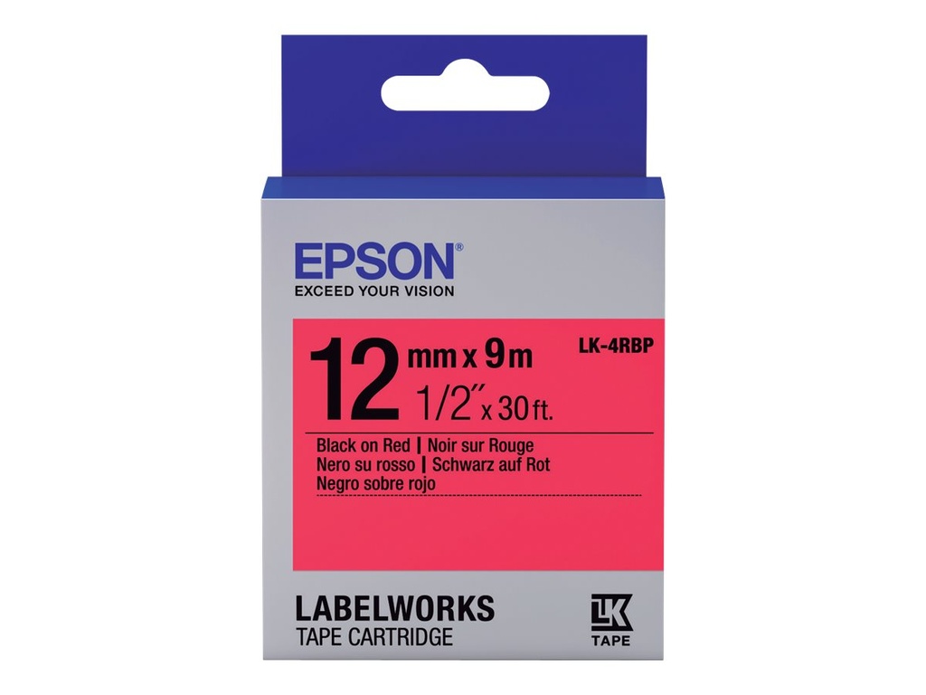 Epson LabelWorks LK-4RBP - Schwarz auf rot - Rolle (1,2 cm x 9 m)