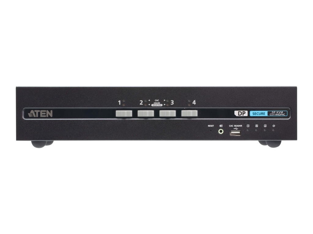 ATEN CS1144DP4C - KVM-/Audio-/USB-Switch - DisplayPort/HDMI, Dual-Display, PSD PP v4.0 konform, sicher, universal, mit CAC