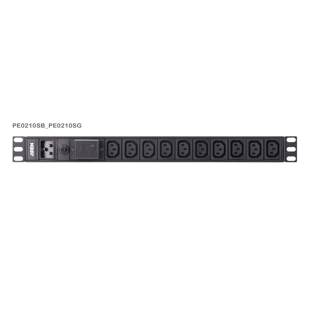 ATEN PE0210SG - Standard - 1U - Horizontal/Vertikal - Aluminium - Schwarz - 10 AC-Ausgänge