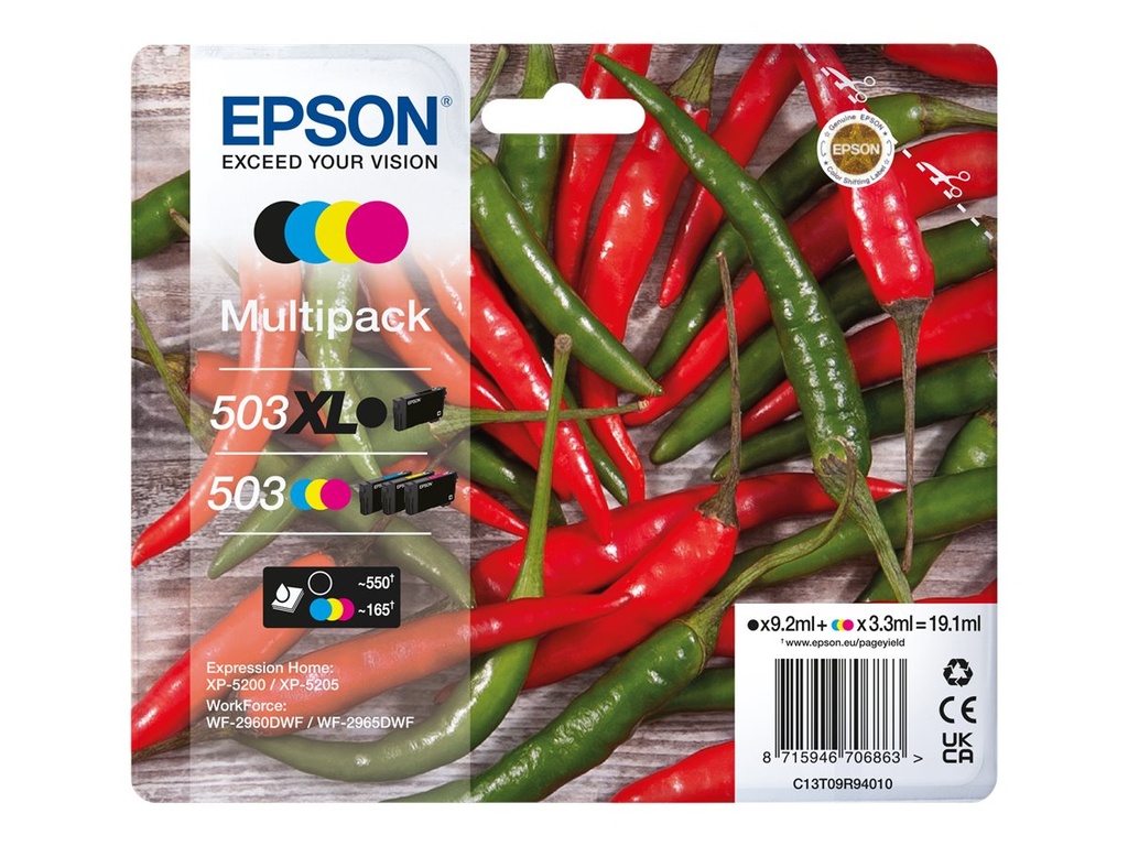 Epson 503XL Multipack - 4er-Pack - XL - Schwarz, Gelb, Cyan, Magenta